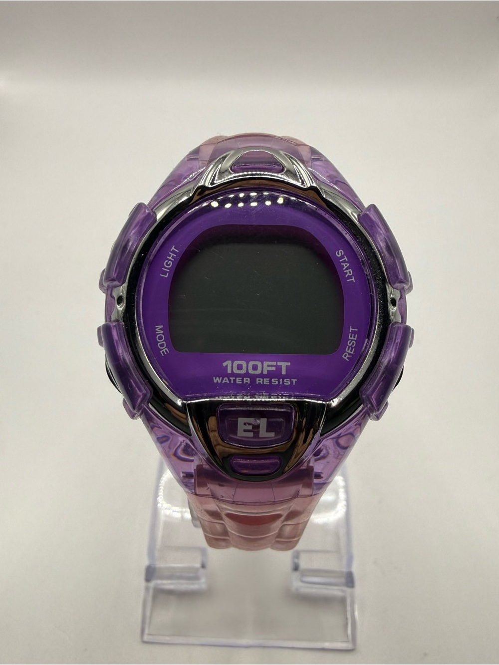 FMD FMDOTT01 Womens Clear Plastic Purple Digital Quartz Watch 100FT Water Resist